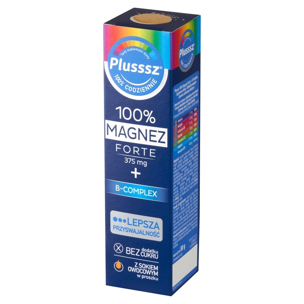 Plusssz 100% Magnez Forte + B-Complex, 20 tabletek musujących