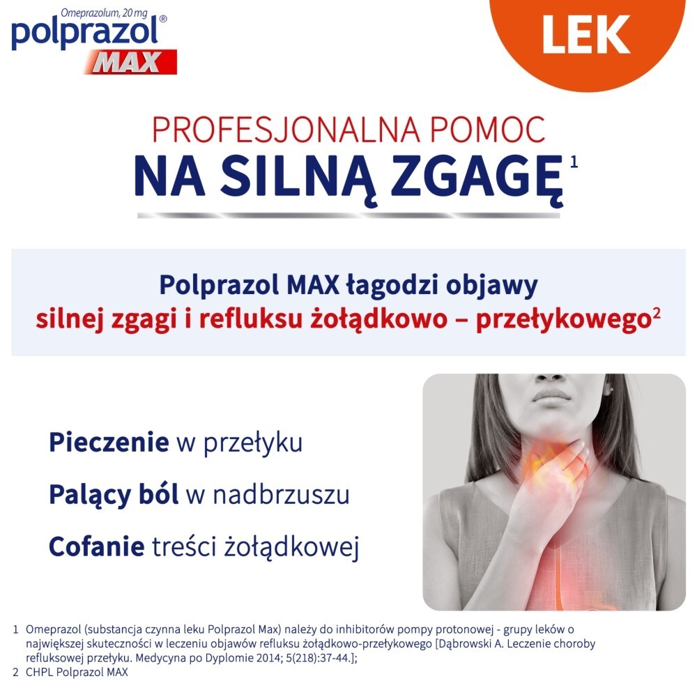 Polprazol Max, 20 mg, kapsułki dojelitowe, twarde, 14 kapsułek