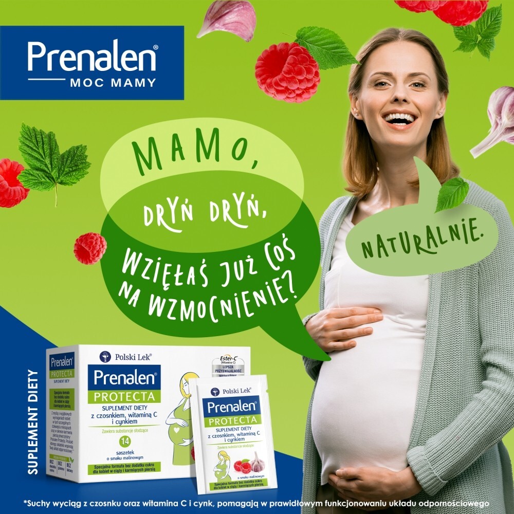 Prenalen, proszek do rozpuszczania o smaku malinowym, 5 g, 14 saszetek