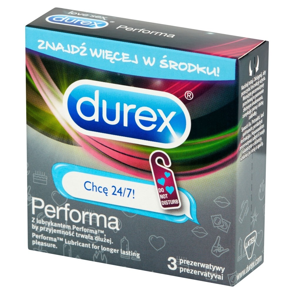 Prezerwatywy Durex Performa Emoji, 3 sztuki