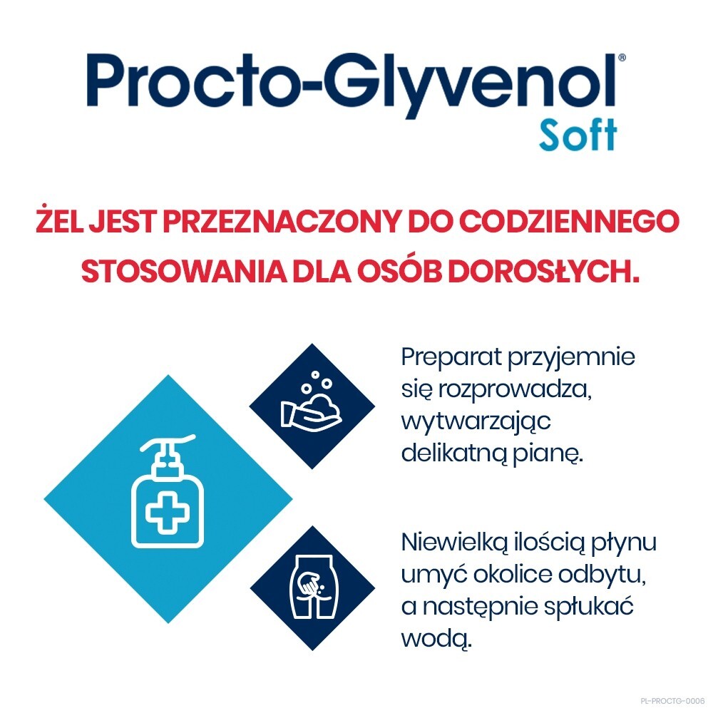 Procto-Glyvenol Soft, żel do higieny intymnej z ruszczykiem dla osób z hemoroidami, 180 ml