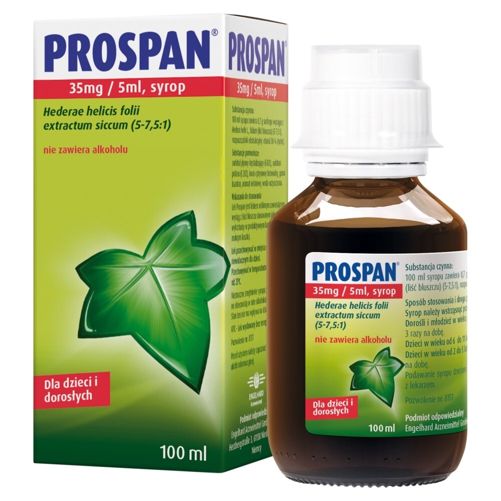 Prospan 35 mg/ 5 ml, syrop dla dzieci i dorosłych, 100 ml