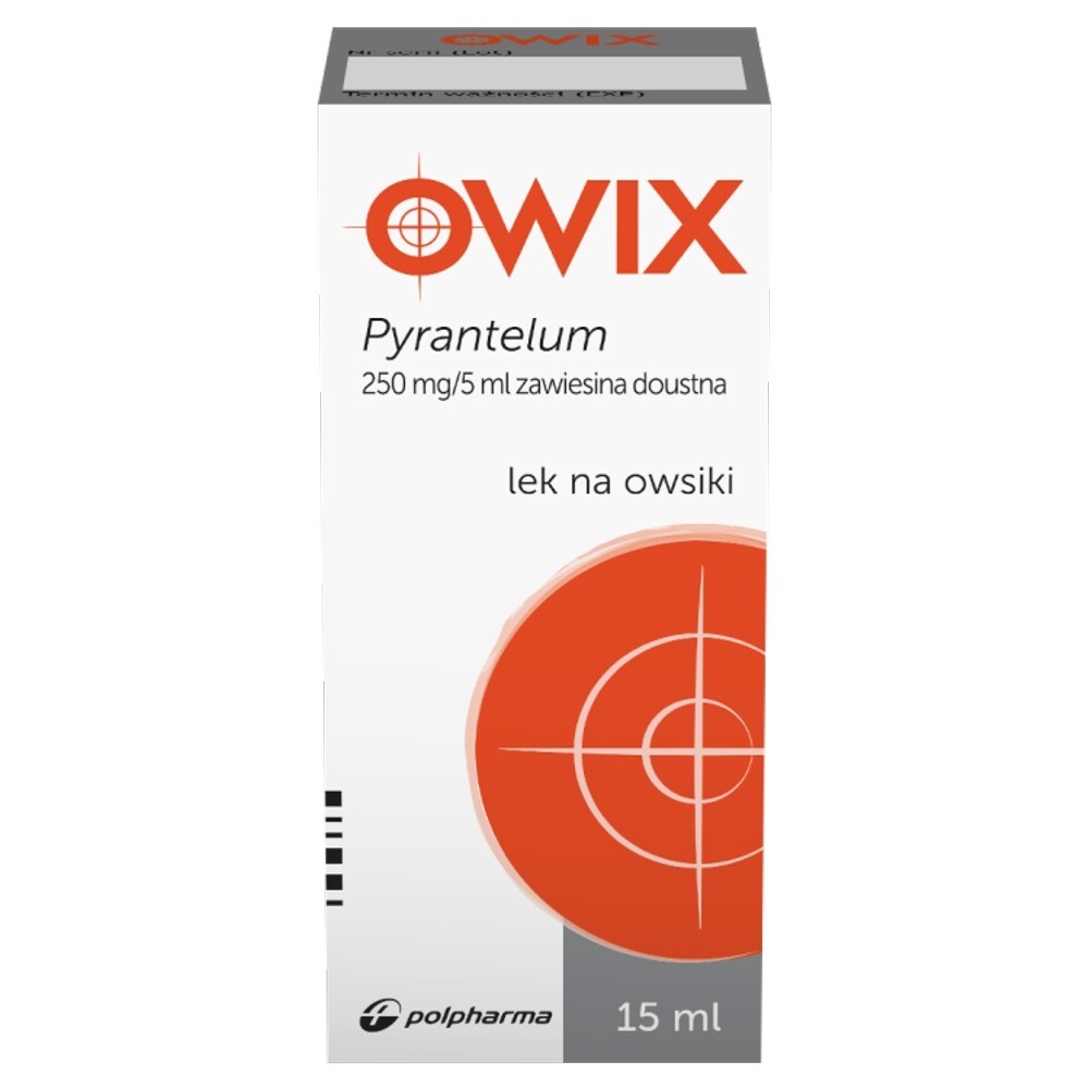 Pyrantelum OWIX, 250 mg / 5 ml, zawiesina doustna, 15 ml