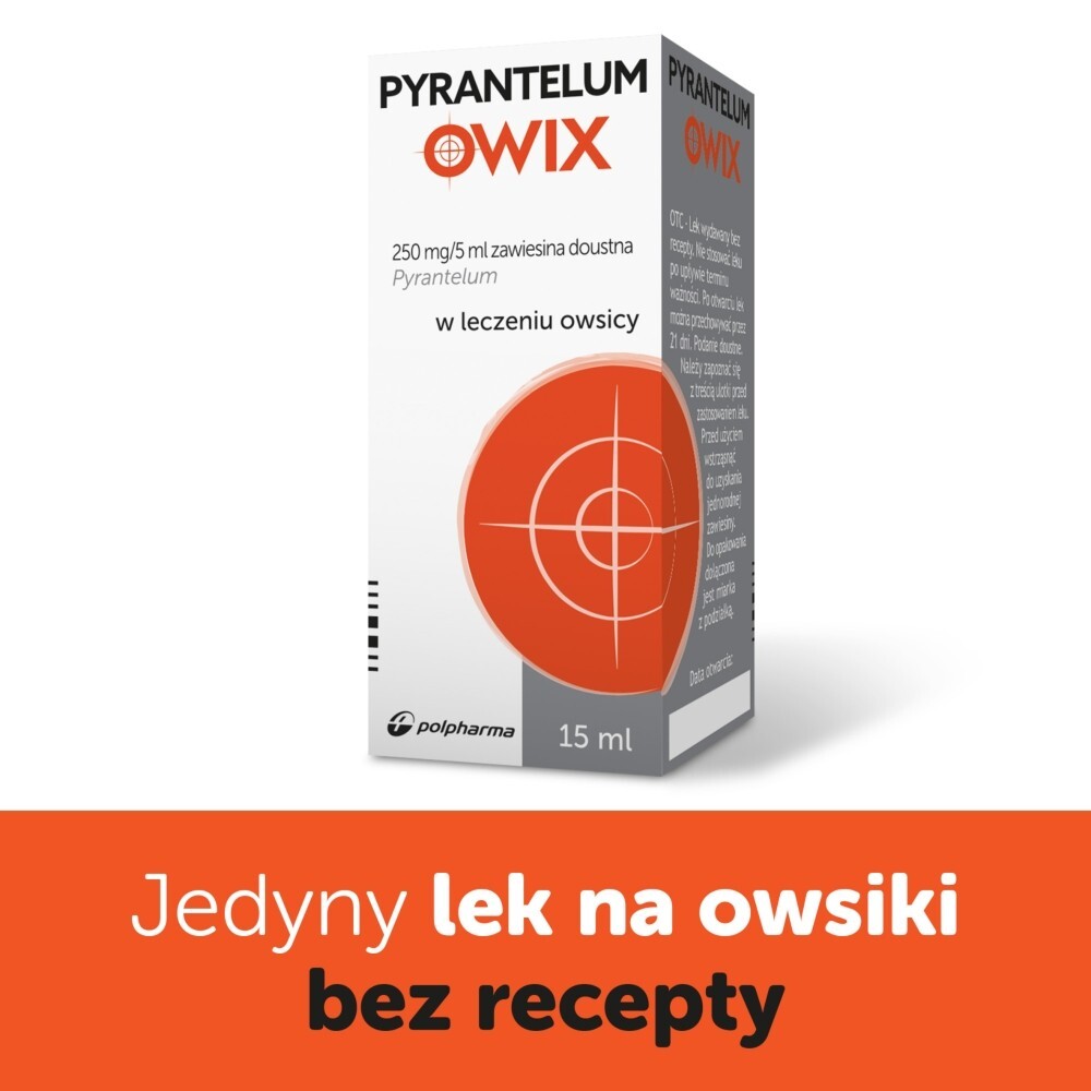 Pyrantelum OWIX, 250 mg / 5 ml, zawiesina doustna, 15 ml