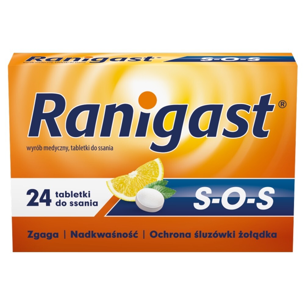 Ranigast S-O-S, tabletki do ssania, 24 tabletki