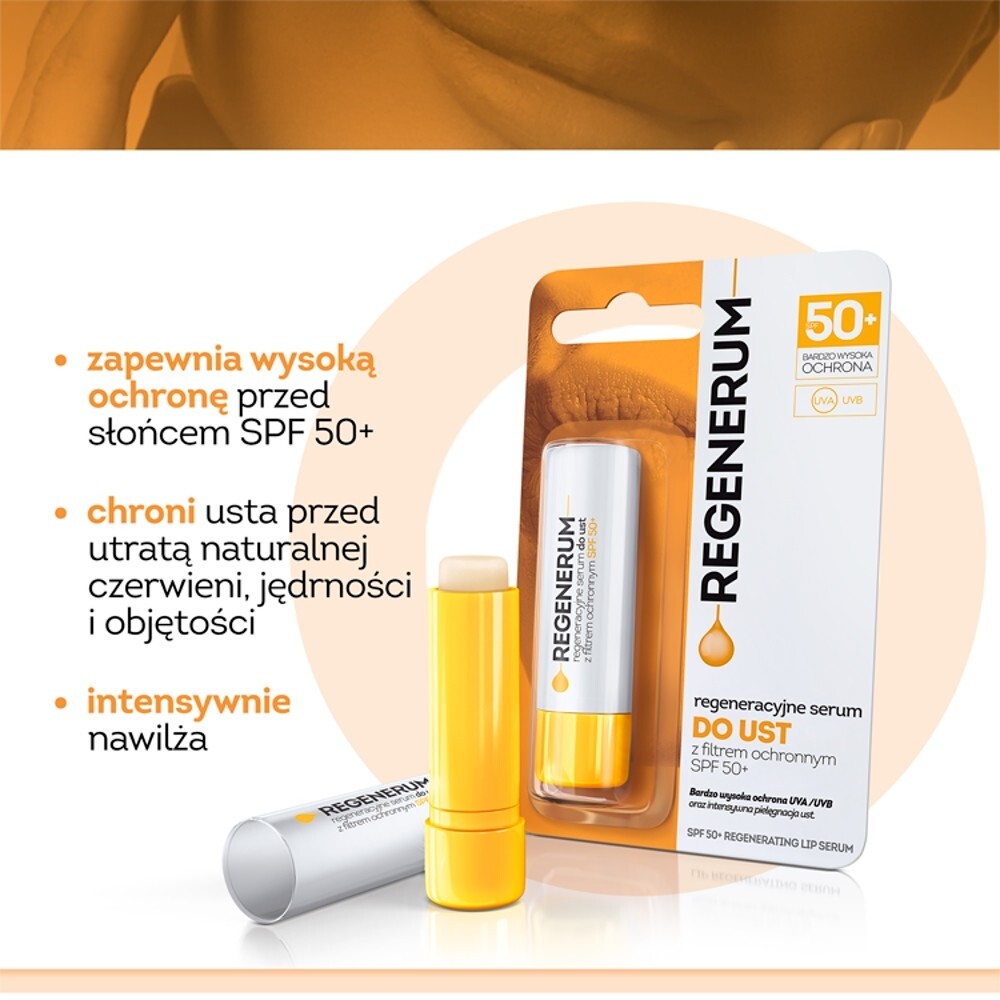 Regenerum, regeneracyjne serum do ust SPF50+, sztyft, 1 sztuka