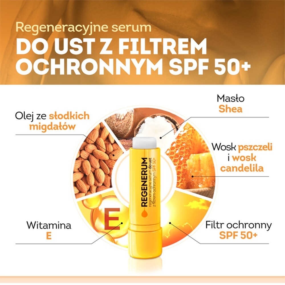 Regenerum, regeneracyjne serum do ust SPF50+, sztyft, 1 sztuka