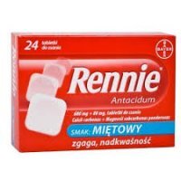 Rennie Antacidum, 680 mg+80 mg, tabletki do ssania, smak miętowy, 24 tabletki