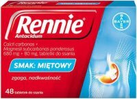 Rennie Antacidum, 680 mg+80 mg, tabletki do ssania, smak miętowy, 48 tabletek