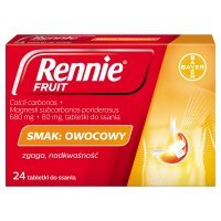 Rennie Fruit, 680 mg + 80 mg, tabletki do ssania, smak owocowy, 24 tabletki