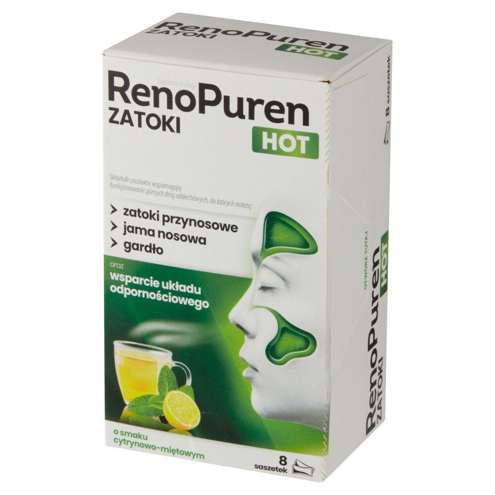 RenoPuren Zatoki Hot, proszek, smak cytrynowo-miętowy, 8 saszetek