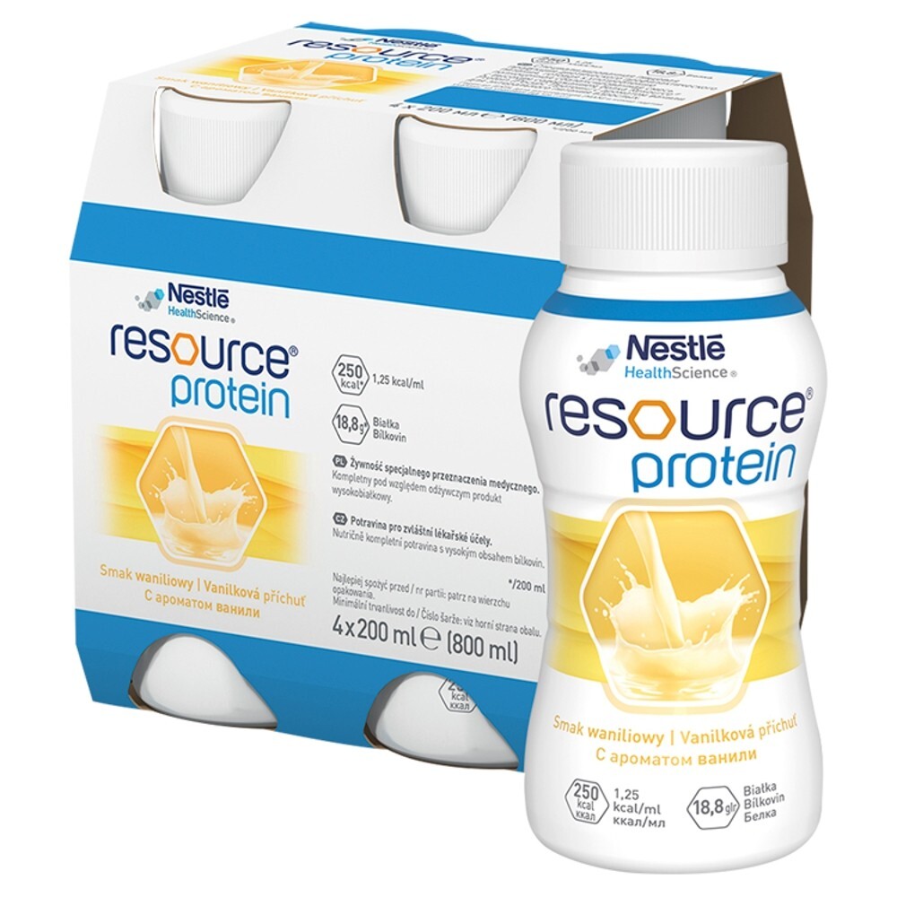 Resource Protein, płyn, o smaku waniliowym, 200 ml, 4 sztuki