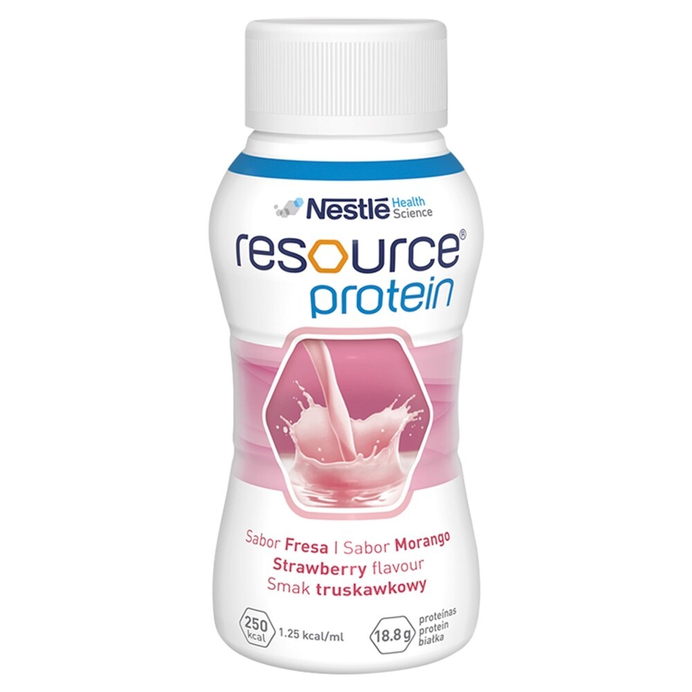 Resource Protein, płyn, smak truskawkowy, 4 x 200 ml