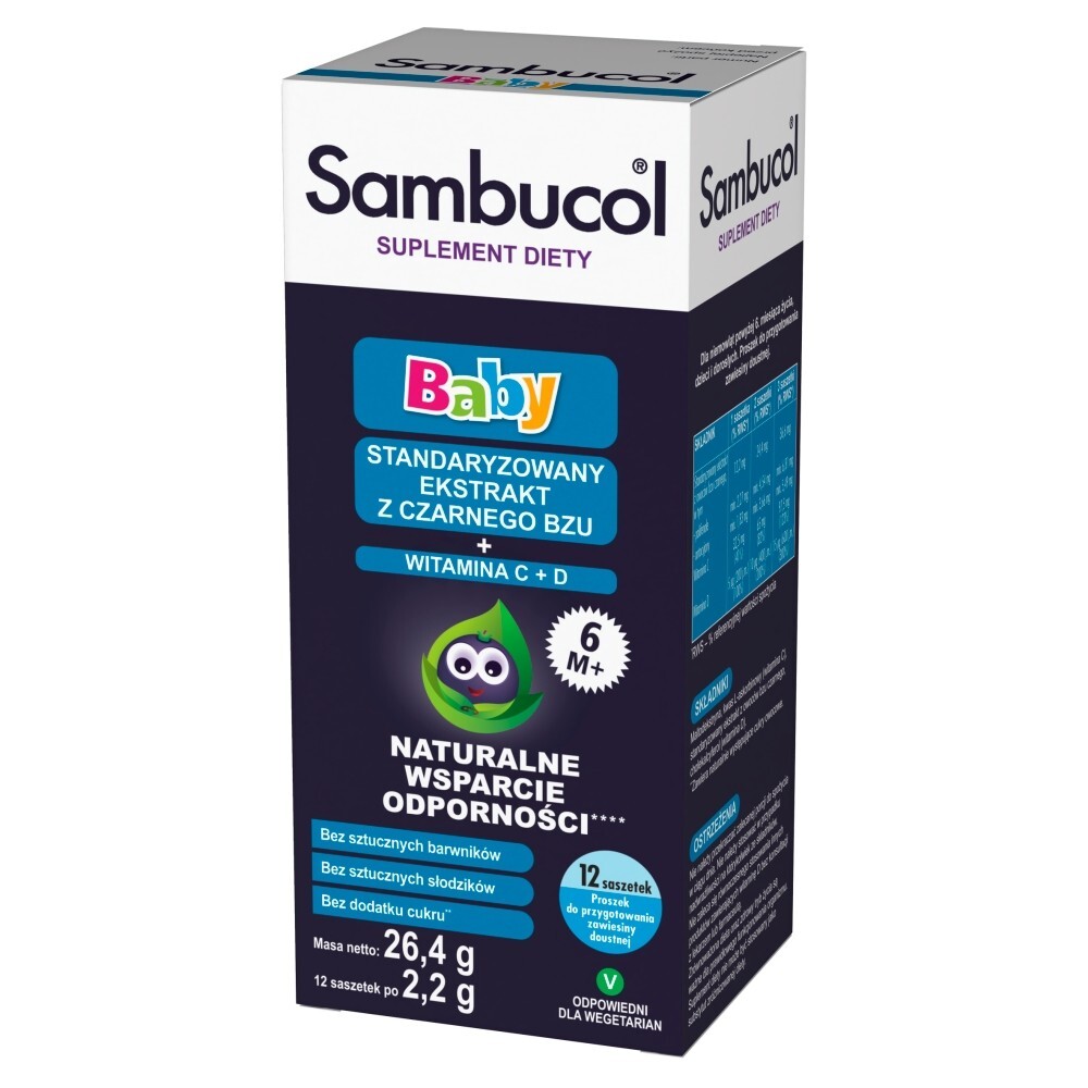 Sambucol Baby, proszek do przygotowania zawiesiny doustej, 2,2 g, saszetki, 12 sztuk