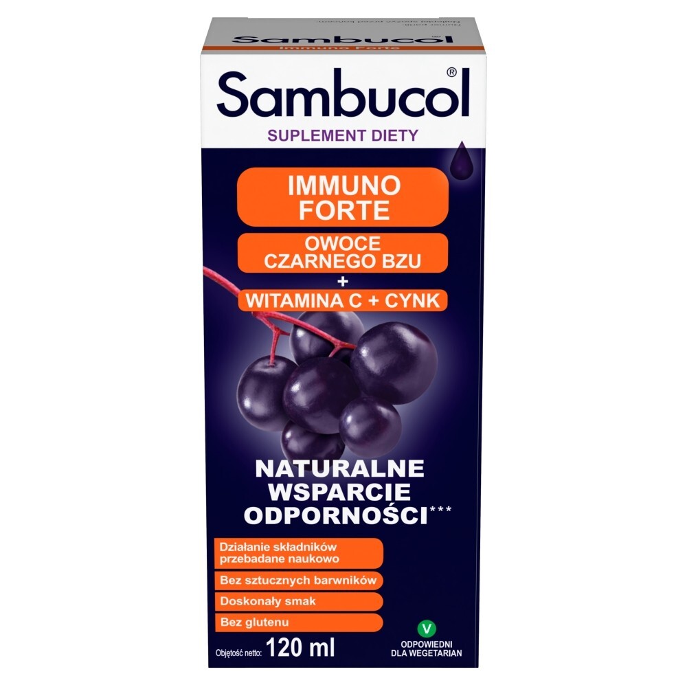 Sambucol Immuno Forte, płyn dla dzieci po 12 roku życia i dorosłych, 120 ml