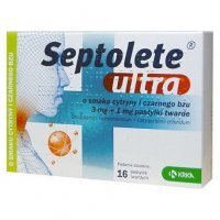 Septolete Ultra o smaku cytryny i czarnego bzu, 16 pastylek