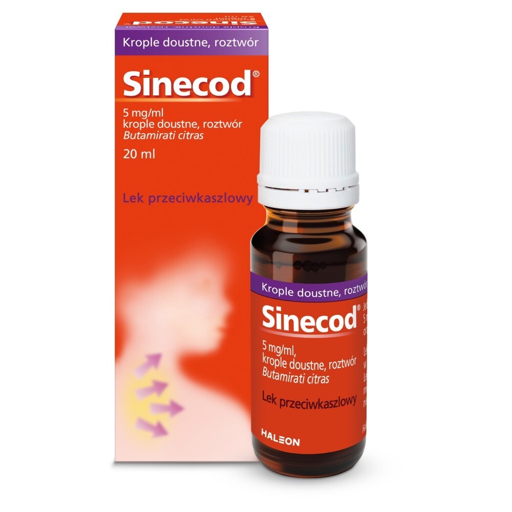 Sinecod 5 mg/ml Lek przeciwkaszlowy krople doustne 20 ml