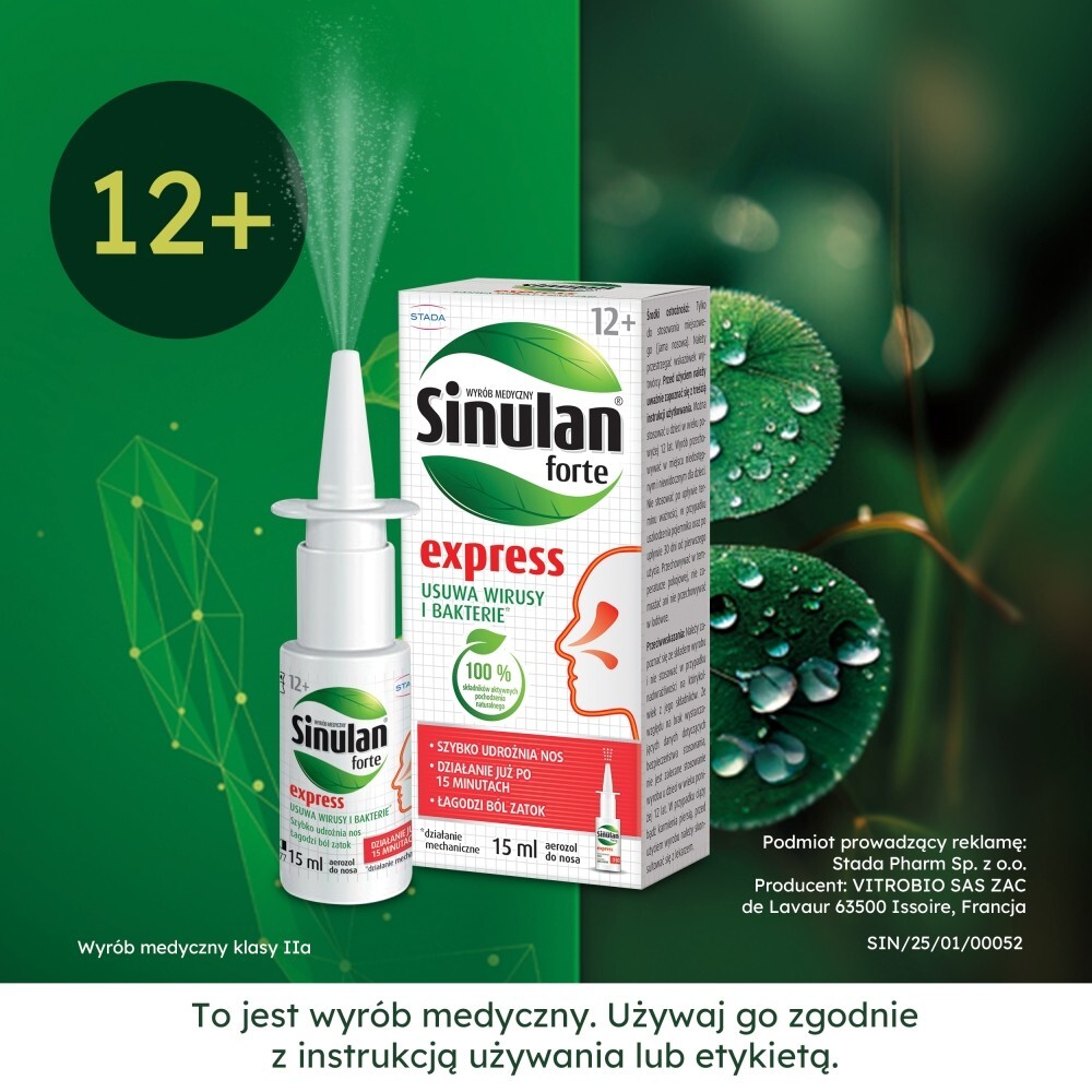 Sinulan Express Forte, aerozol do nosa, 15 ml