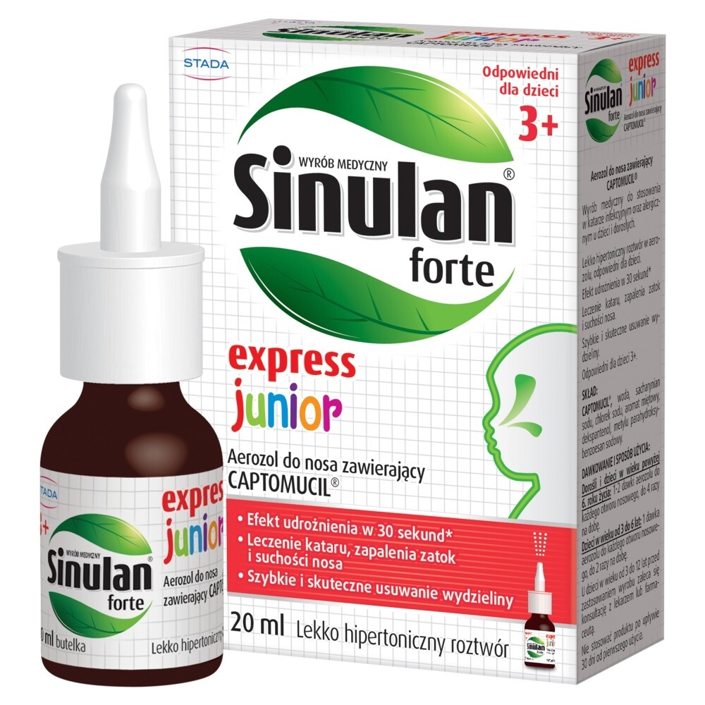 Sinulan Forte Express Junior Wyrób medyczny aerozol do nosa 20 ml