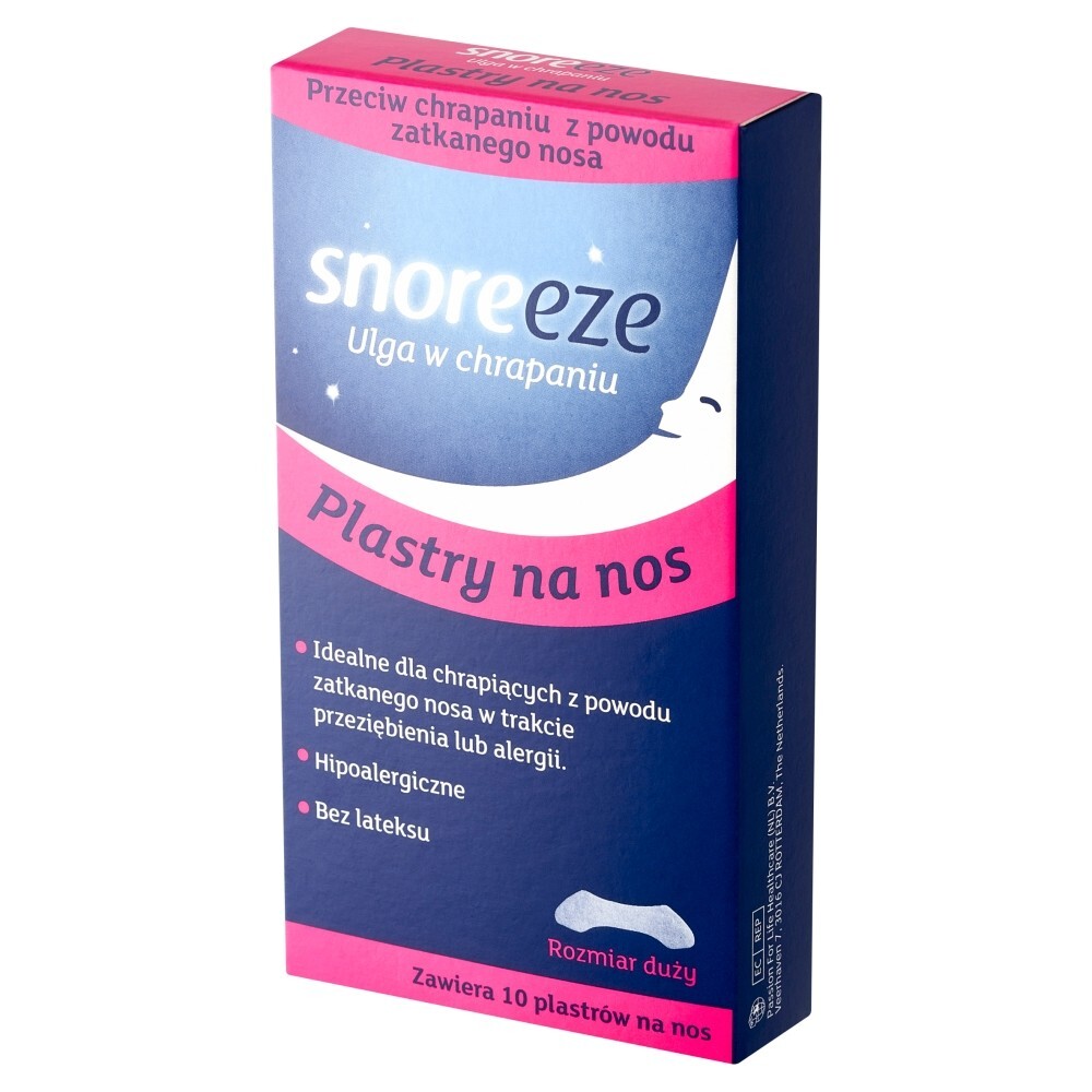 Snoreeze, plastry na nos, ułatwiające oddychanie, duże, 10 sztuk