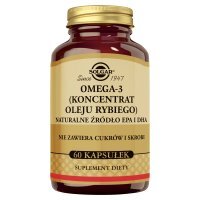 Solgar Omega- 3 (koncentrat oleju rybiego) Naturalne źródło EPA i DHA, kapsułki, 60 kapsułek
