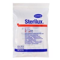 Sterilux, kompresy jałowe 17-nitkowe, 8 warstwowe, 5 cm x 5 cm, 3 sztuki