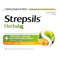 Strepsils Herbal, smak miodu, melisy i propolisu, bez cukru, 24 pastylki do ssania