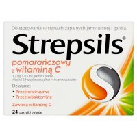 Strepsils pomarańczowy z witaminą C, pastylki twarde, 24 pastylki