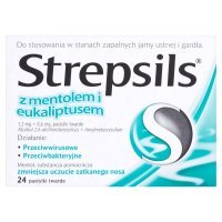 Strepsils z mentolem i eukaliptusem Pastylki twarde 24 sztuki