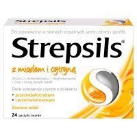 Strepsils z miodem i cytryną, pastylki twarde, 24 pastylki