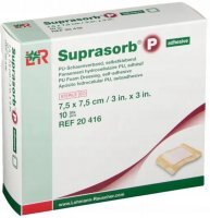 Suprasorb P, 7,5 cm x 7,5 cm, samoprzylepny opatrunek z pianki poliuretanowej, 1 opatrunek