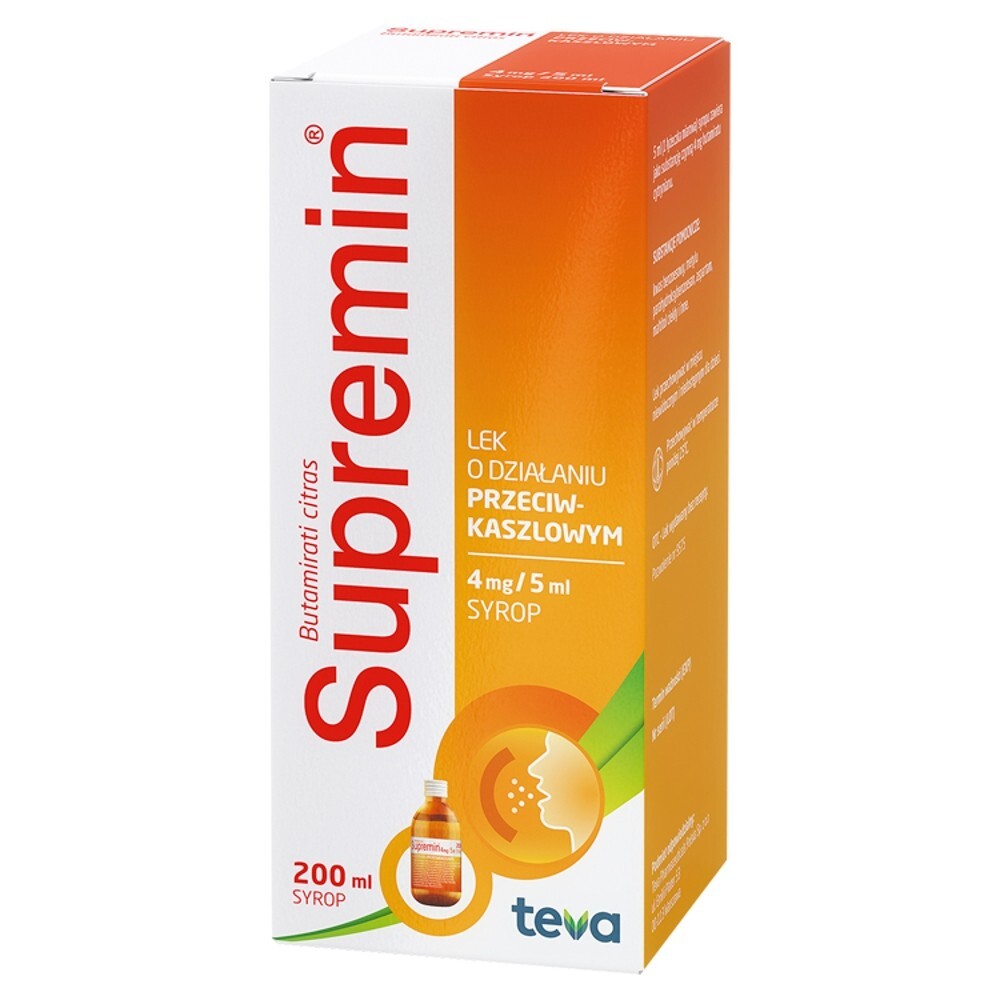 Supremin 4 mg/5 ml Lek o działaniu przeciwkaszlowym syrop 200 ml