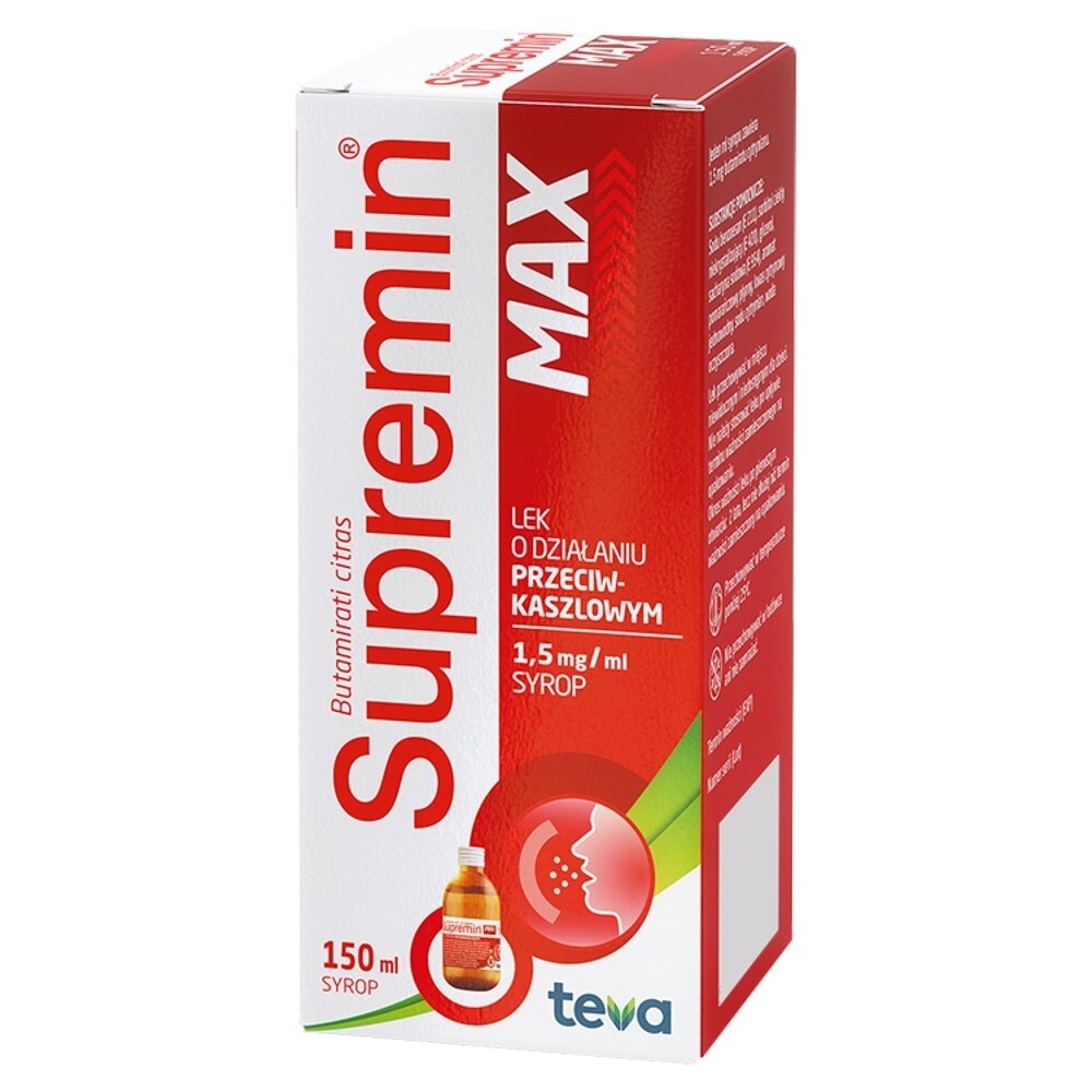 Supremin Max 15 mg/ml Lek o działaniu przeciwkaszlowym syrop 150 ml