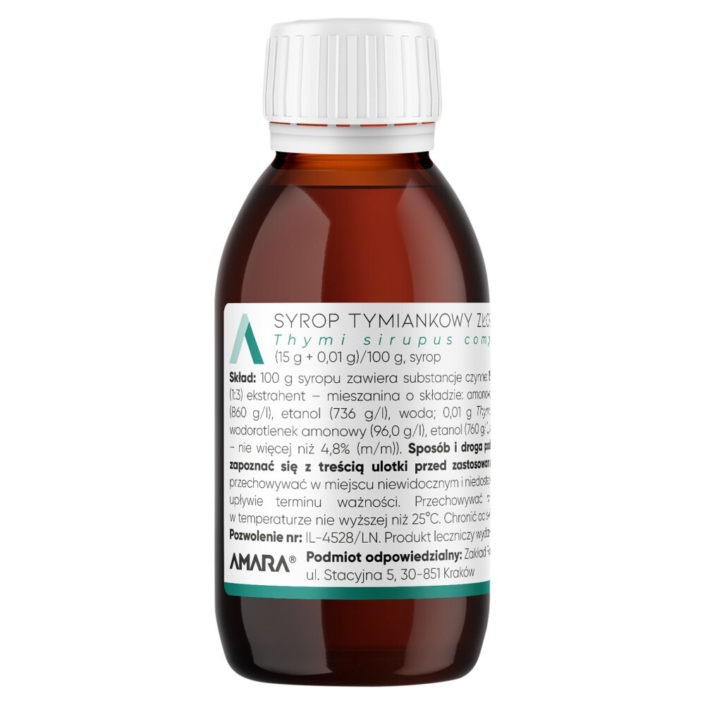 Syrop tymiankowy złożony, (15 g+0,01 g/100g), syrop, 125 g (Amara)