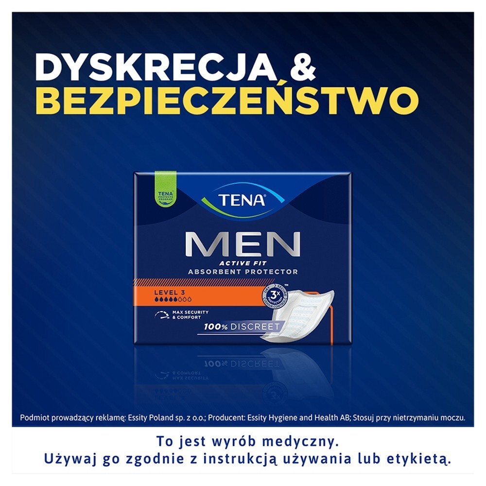 TENA Men Active Fit (Super), wkłady anatomiczne, level 3, 20 sztuk