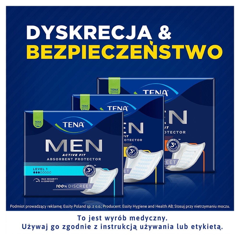 TENA Men Active Fit (Super), wkłady anatomiczne, level 3, 20 sztuk