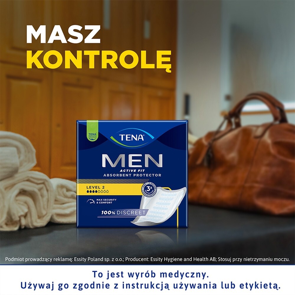 Tena Men Active Fit, wkładki anatomiczne dla mężczyzn, level 2, 20 sztuk