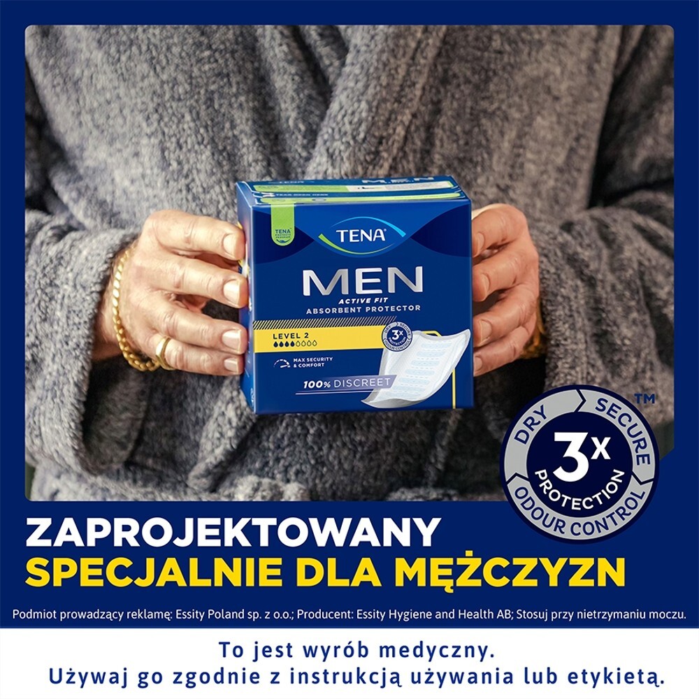 Tena Men Active Fit, wkładki anatomiczne dla mężczyzn, level 2, 20 sztuk