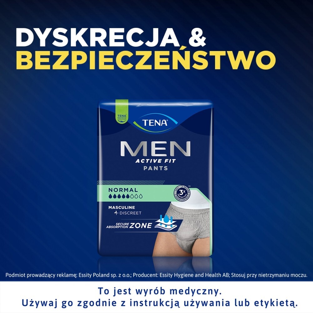 Tena Men Pants Normal, majtki chłonne, rozmiar L/XL, grey, 30 sztuk