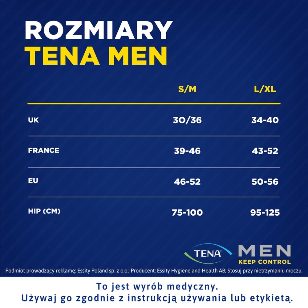 Tena Men Pants Normal, majtki chłonne, rozmiar L/XL, grey, 30 sztuk