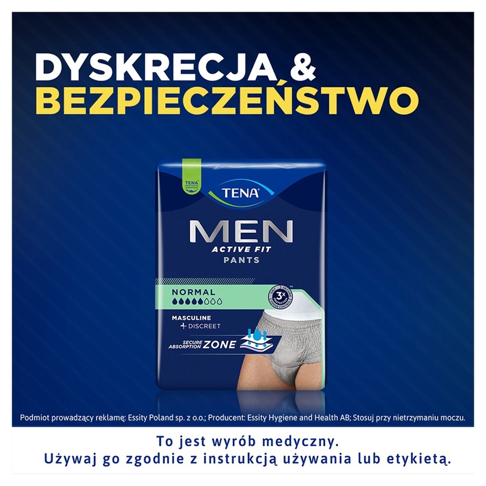 Tena Men Pants Normal, majtki chłonne, rozmiar S/M, grey, 30 sztuk