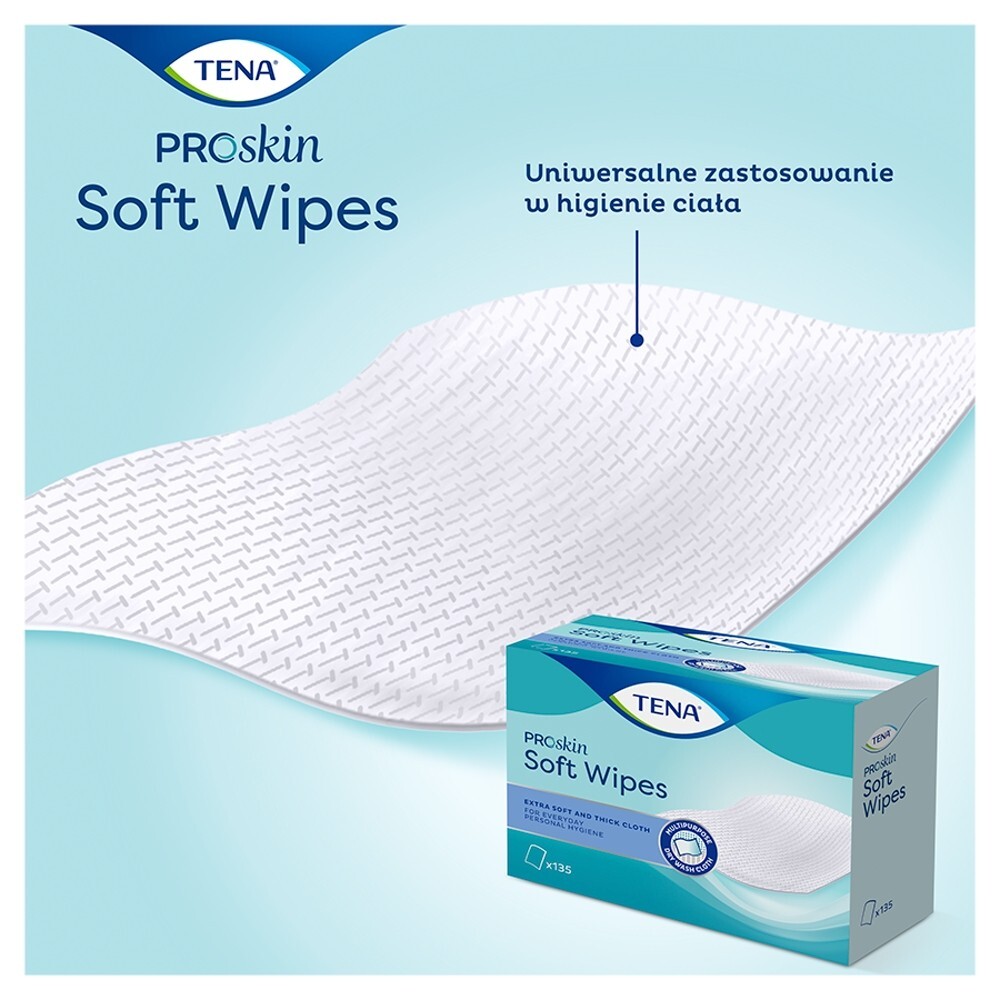 Tena Soft Wipes ProSkin, chusteczki oczyszczające, 135 sztuk