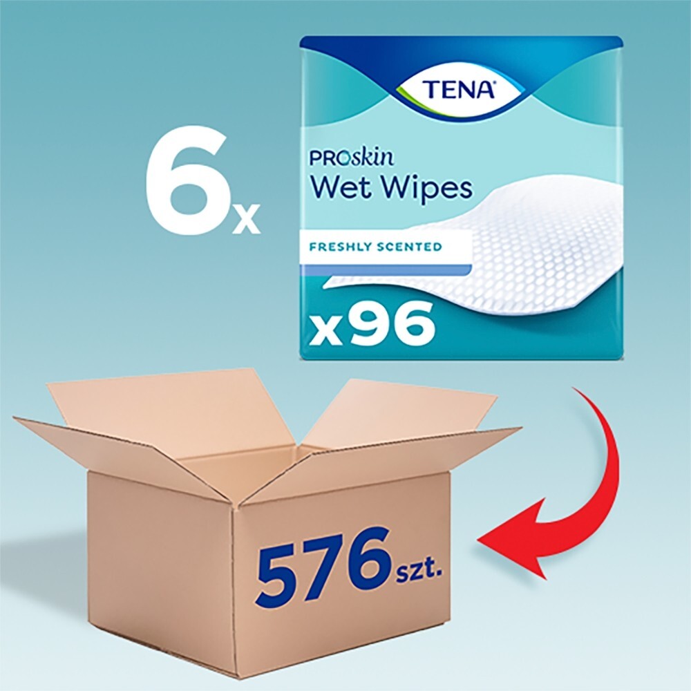 TENA Wet Wipe, chusteczki nawilżane 3w1, duopak, 2 x 48 sztuk