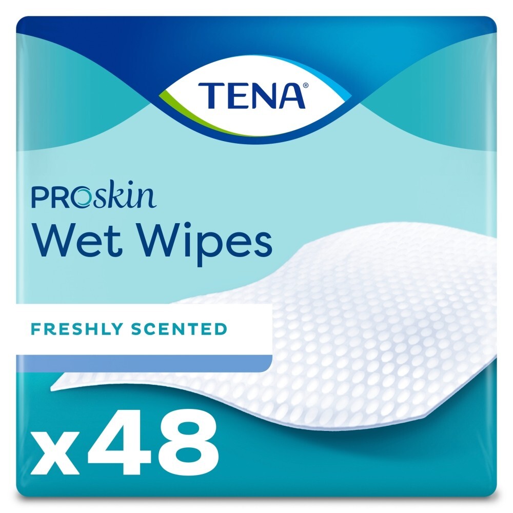 Tena Wet Wipes, chusteczki nawilżane 3w1, z klipsem, 48 sztuk