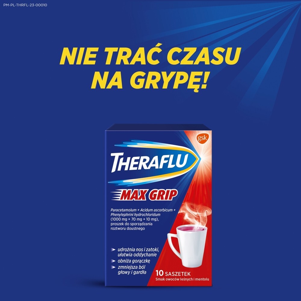 Theraflu Max Grip 1000 mg + 70 mg + 10 mg Lek 10 sztuk