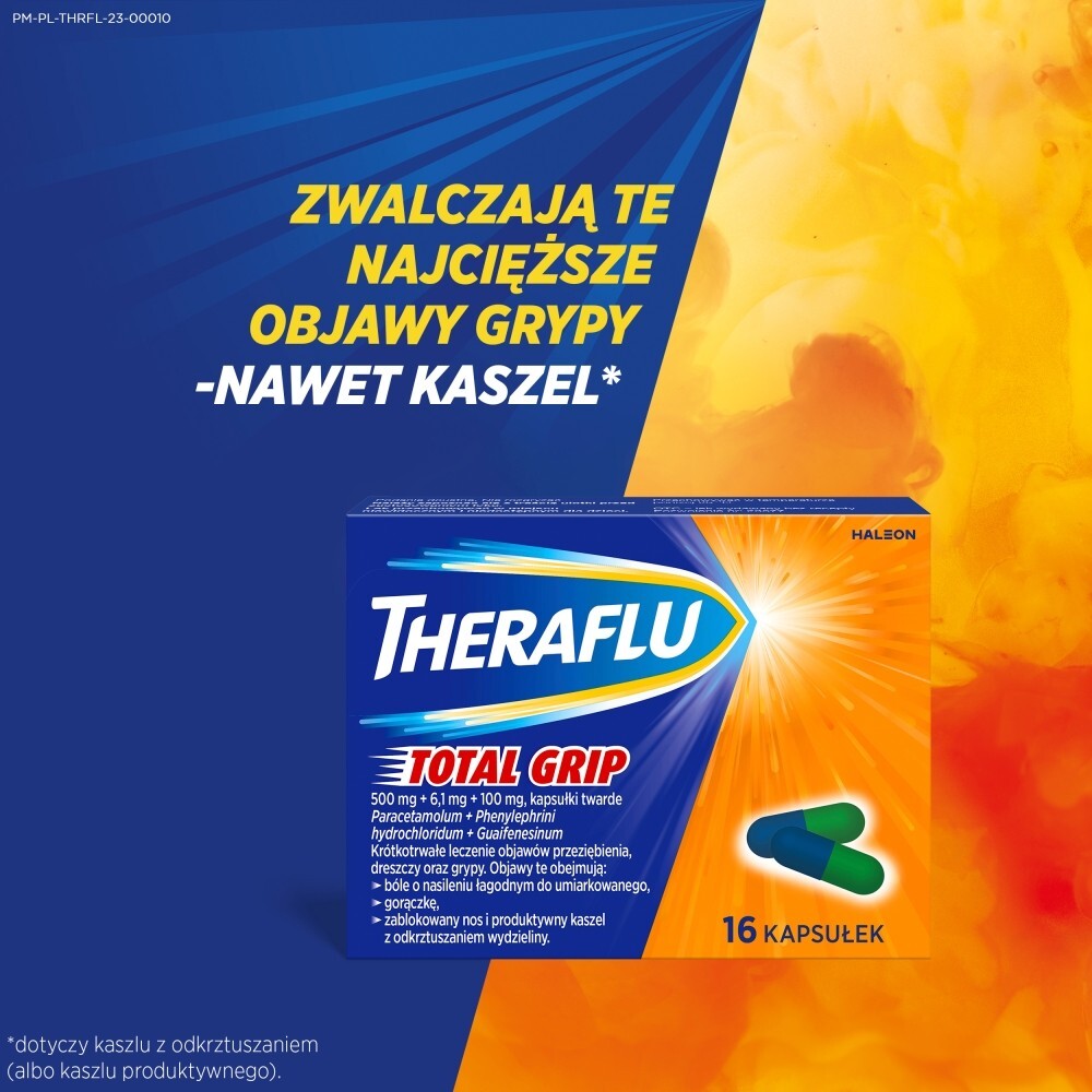 Theraflu Total Grip, kapsułki twarde, 16 sztuk