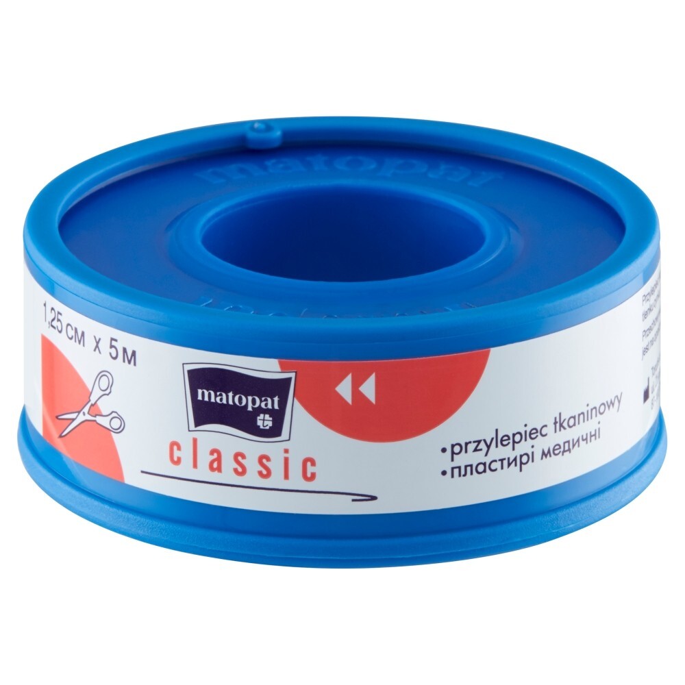 TZMO, przylepiec tkaninowy classic, 1,25 cm x 5 m, 1 rolka