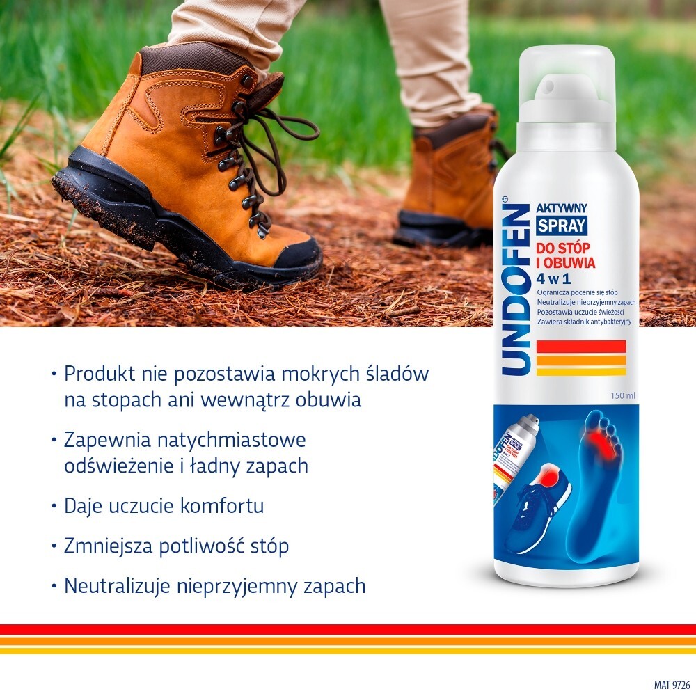 Undofen aktywny spray do stóp i obuwia 4 w 1, 150 ml