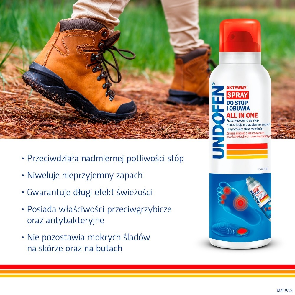 Undofen, aktywny spray do stóp i obuwia All in One, 150 ml