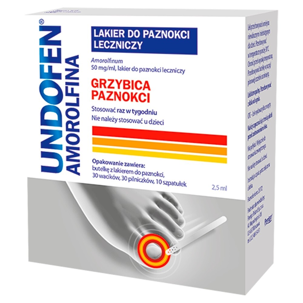 Undofen Amorolfina, 50 mg/ml, lakier do paznokci leczniczy, 2,5 ml